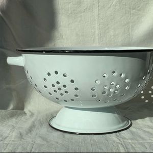 vintage white enamel colander